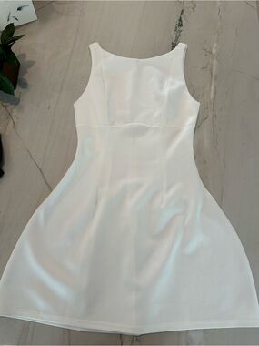 Classic White Sleeveless A-Line Dress